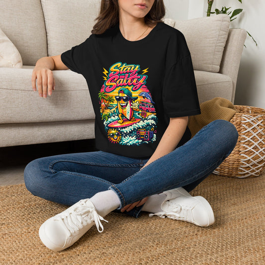 Stay Salty Beach T-Shirt — Retro Surf Cartoon Graphic Tee