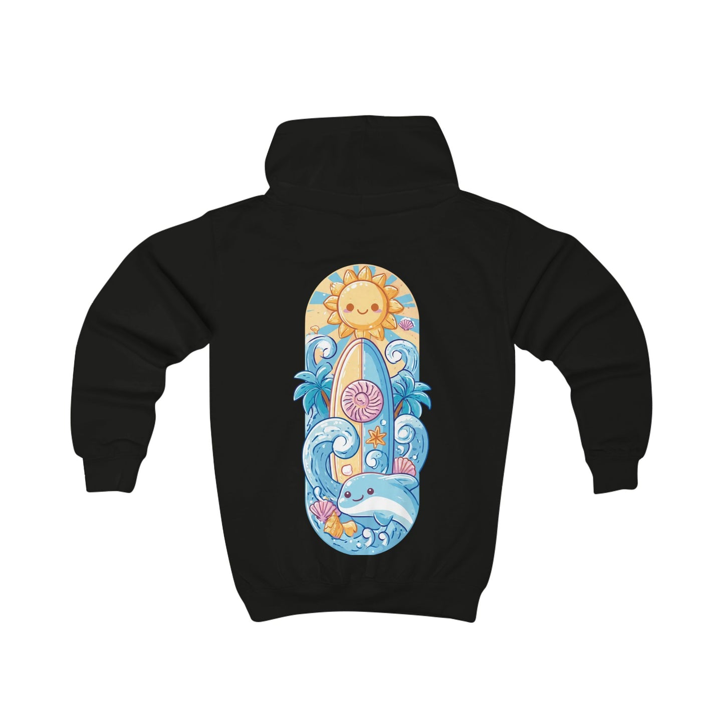 Cute Surfboard & Dolphin - Kids Hoodie