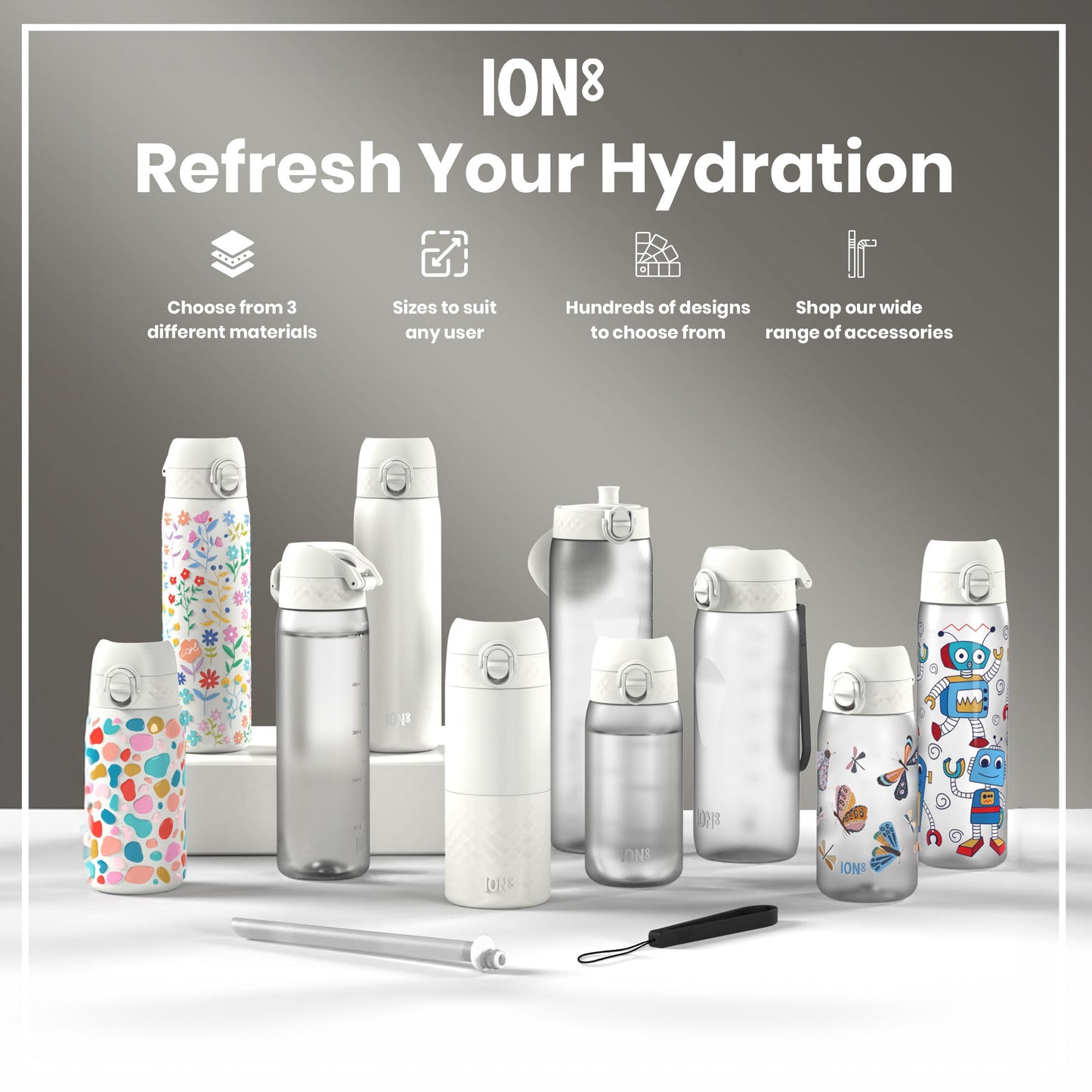 Leak Proof 1 Litre Water Bottle with Times to Drink, Recyclon, Camouflage, 1L