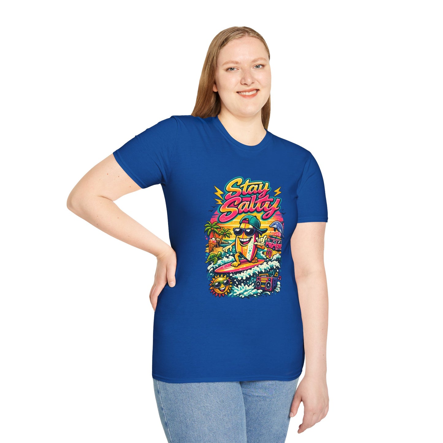 Stay Salty Beach T-Shirt — Retro Surf Cartoon Graphic Tee