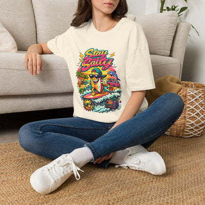 Stay Salty Beach T-Shirt — Retro Surf Cartoon Graphic Tee