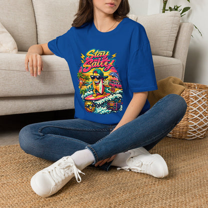 Stay Salty Beach T-Shirt — Retro Surf Cartoon Graphic Tee