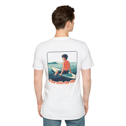 Flow with the tide, anime surfer - Unisex Tee