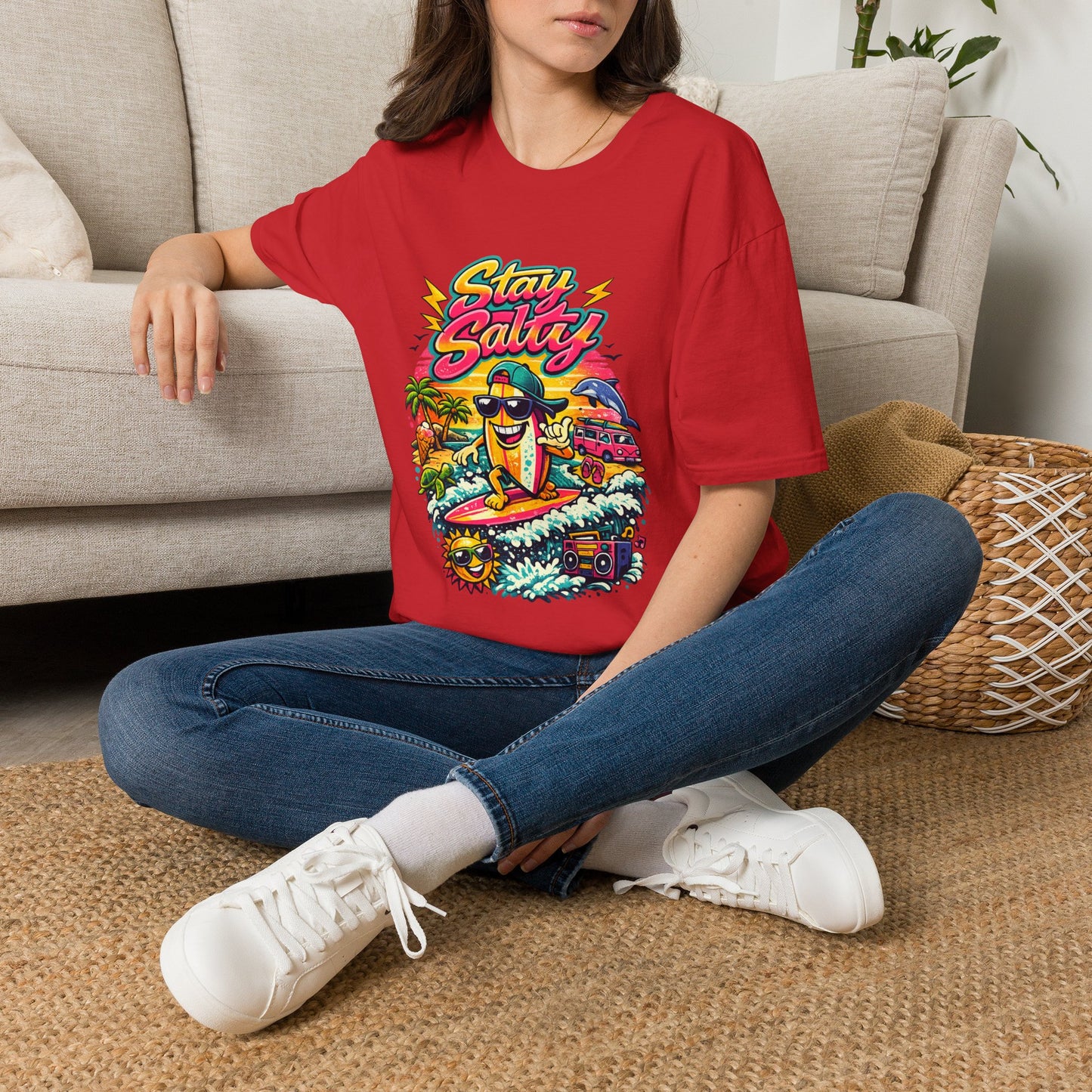 Stay Salty Beach T-Shirt — Retro Surf Cartoon Graphic Tee