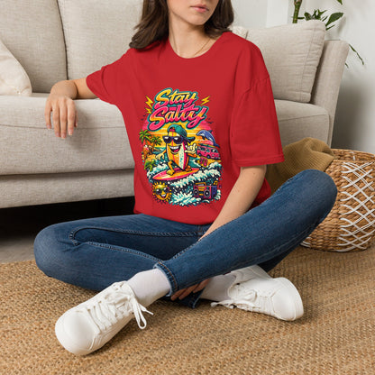 Stay Salty Beach T-Shirt — Retro Surf Cartoon Graphic Tee