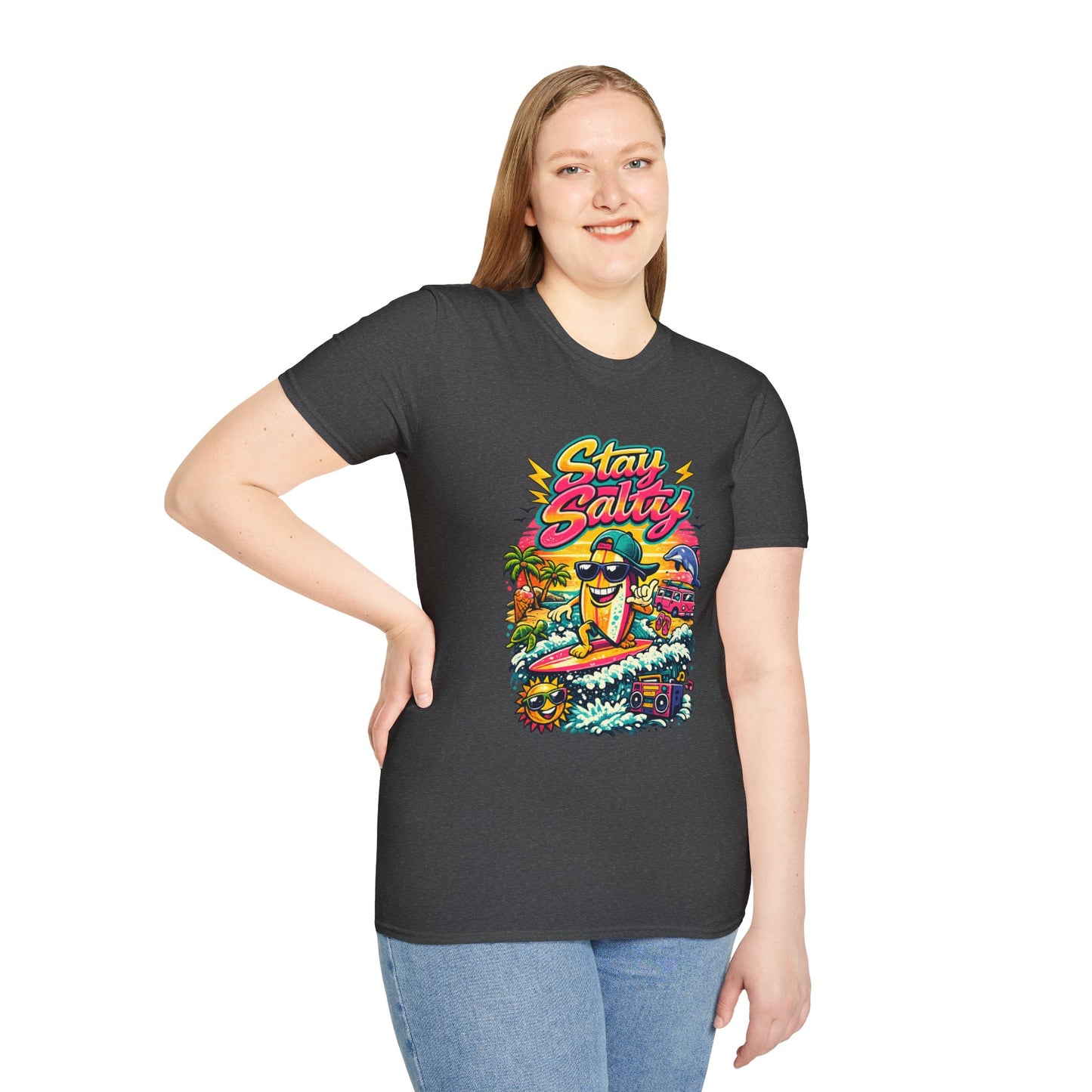 Stay Salty Beach T-Shirt — Retro Surf Cartoon Graphic Tee