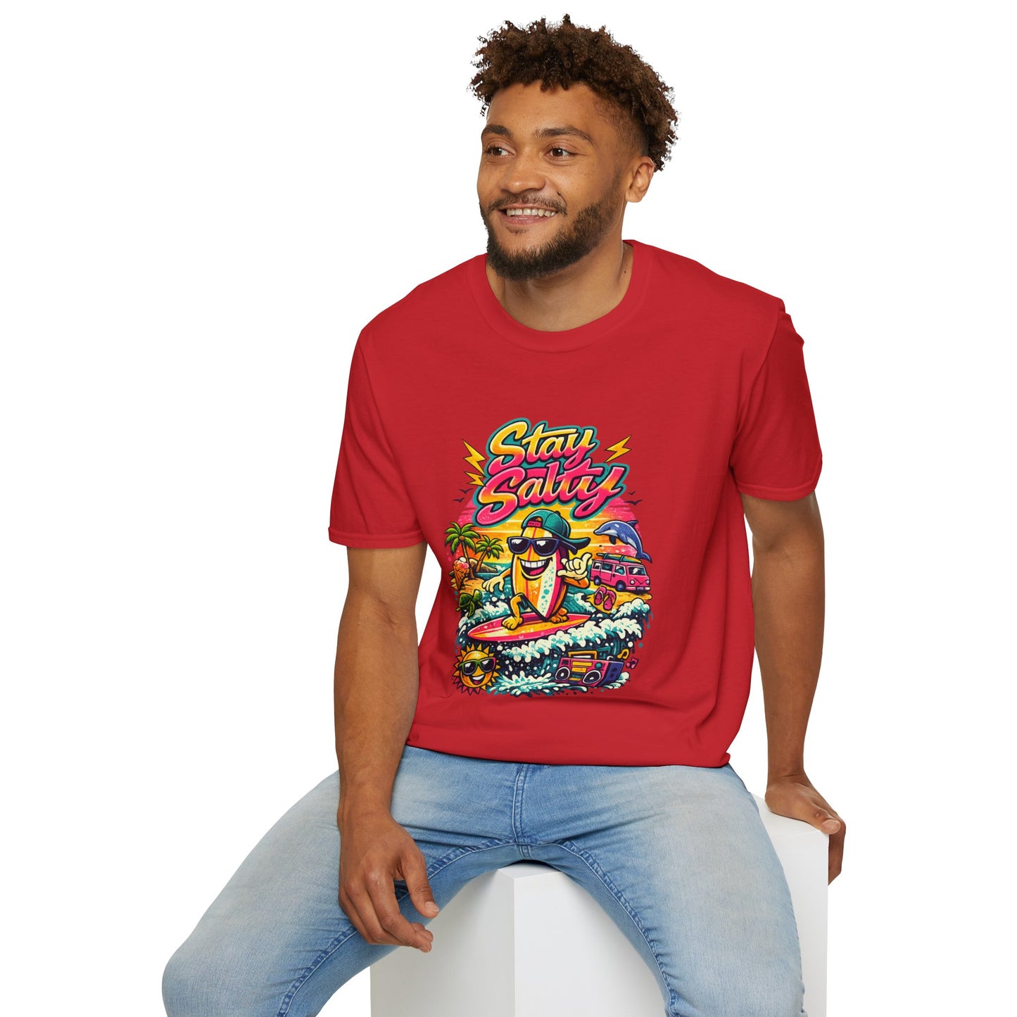 Stay Salty Beach T-Shirt — Retro Surf Cartoon Graphic Tee