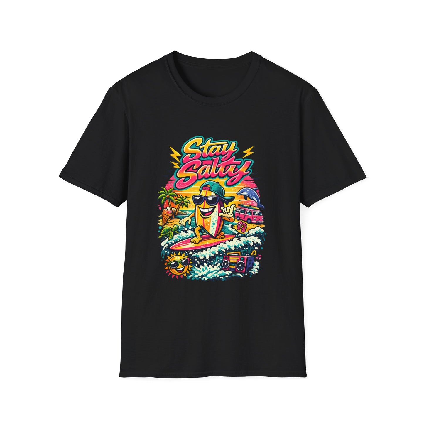 Stay Salty Beach T-Shirt — Retro Surf Cartoon Graphic Tee