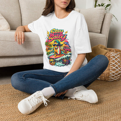 Stay Salty Beach T-Shirt — Retro Surf Cartoon Graphic Tee