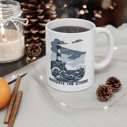 "Navigate the Storm" Nautical Coffee Cup