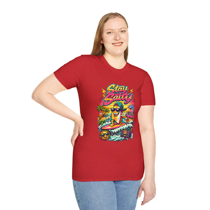 Stay Salty Beach T-Shirt — Retro Surf Cartoon Graphic Tee