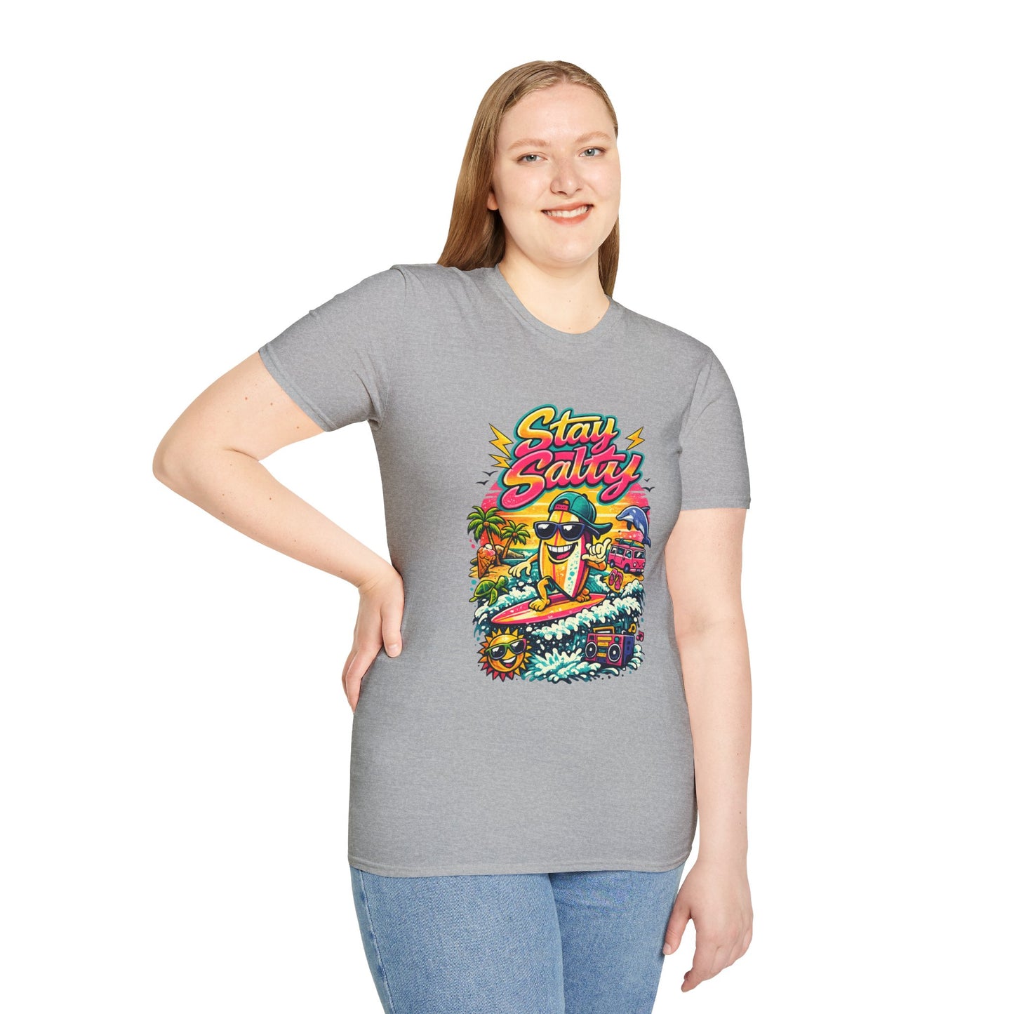 Stay Salty Beach T-Shirt — Retro Surf Cartoon Graphic Tee