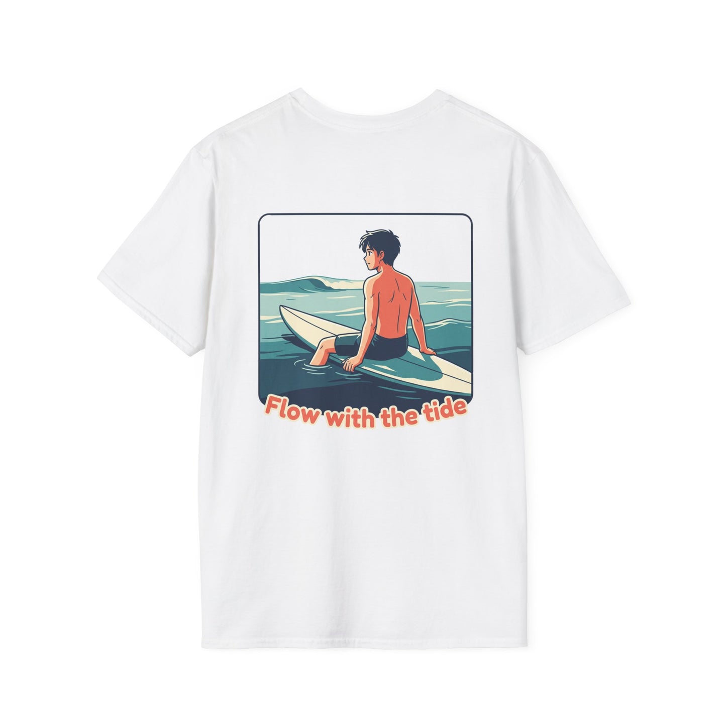 Flow with the tide, anime surfer - Unisex Tee