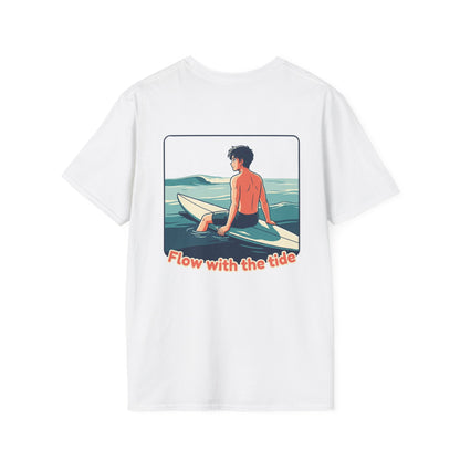 Flow with the tide, anime surfer - Unisex Tee