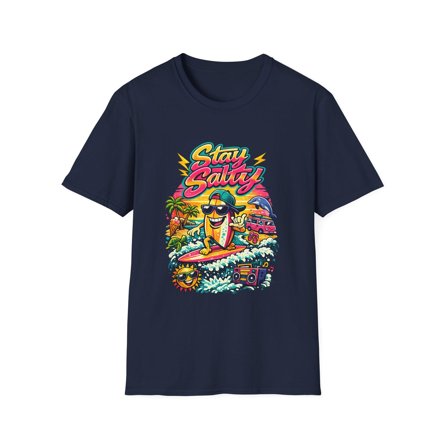 Stay Salty Beach T-Shirt — Retro Surf Cartoon Graphic Tee