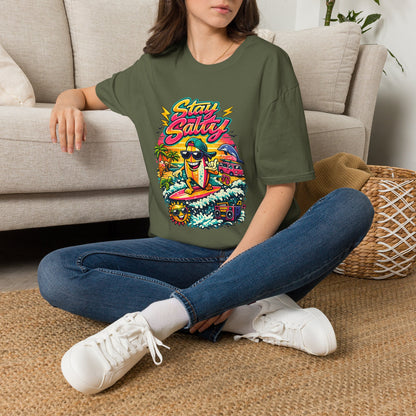 Stay Salty Beach T-Shirt — Retro Surf Cartoon Graphic Tee