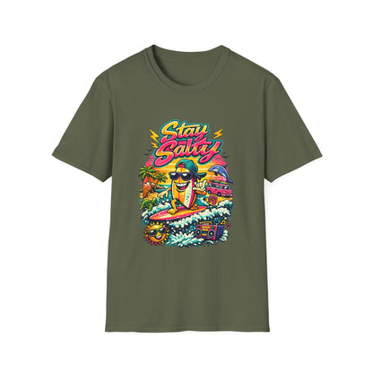 Stay Salty Beach T-Shirt — Retro Surf Cartoon Graphic Tee