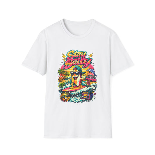 Stay Salty Beach T-Shirt — Retro Surf Cartoon Graphic Tee