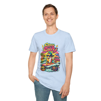 Stay Salty Beach T-Shirt — Retro Surf Cartoon Graphic Tee