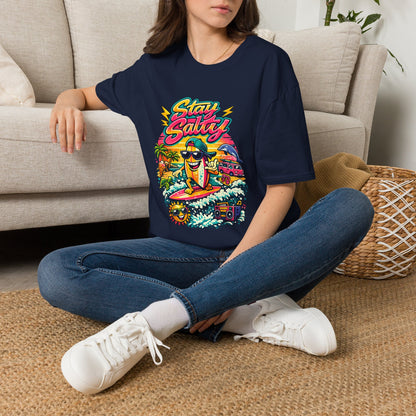 Stay Salty Beach T-Shirt — Retro Surf Cartoon Graphic Tee