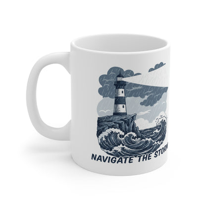 "Navigate the Storm" Nautical Coffee Cup