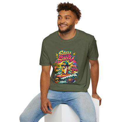 Stay Salty Beach T-Shirt — Retro Surf Cartoon Graphic Tee