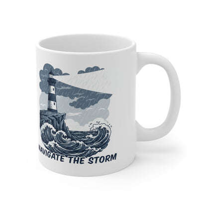 "Navigate the Storm" Nautical Coffee Cup