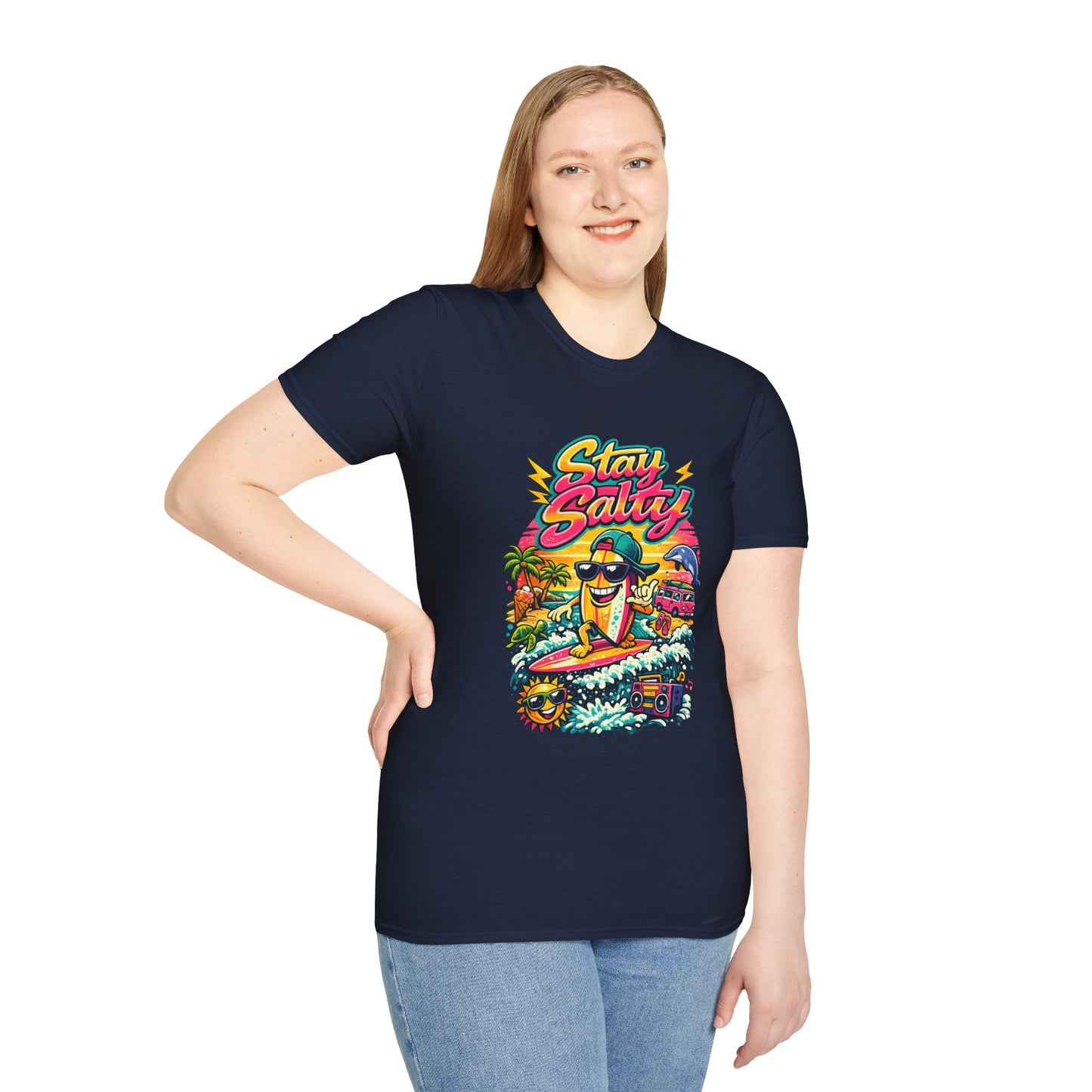 Stay Salty Beach T-Shirt — Retro Surf Cartoon Graphic Tee