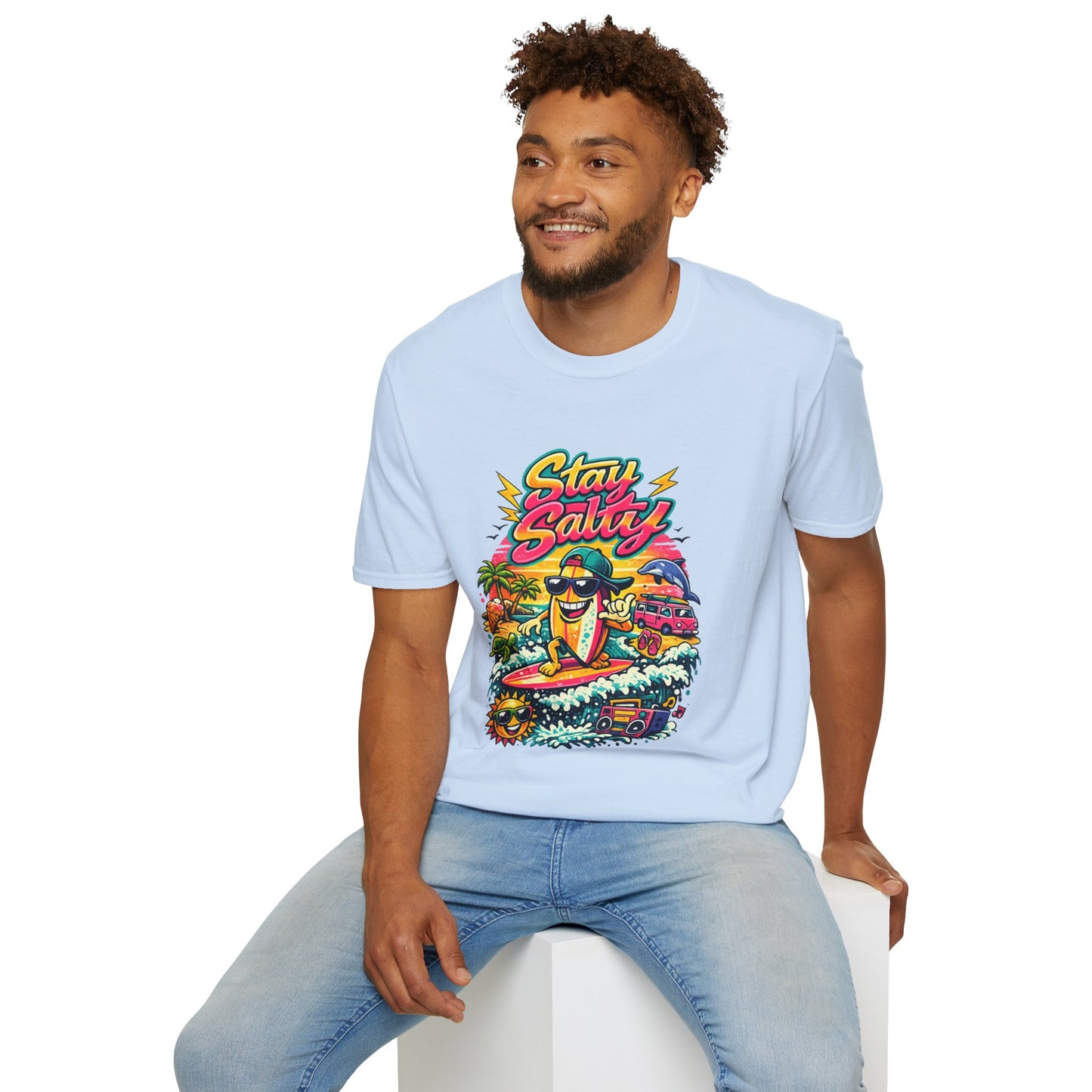 Stay Salty Beach T-Shirt — Retro Surf Cartoon Graphic Tee