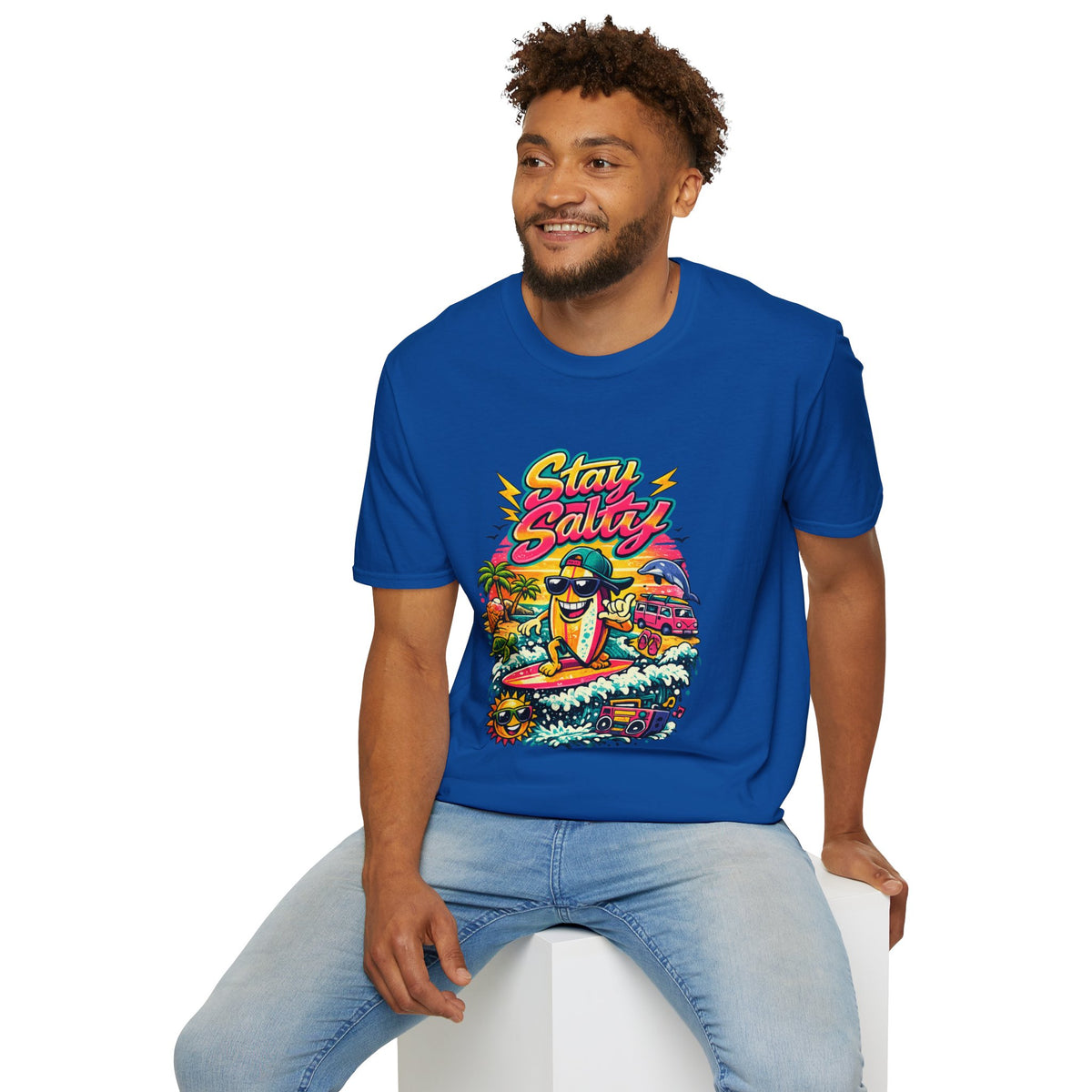 Stay Salty Beach T-Shirt — Retro Surf Cartoon Graphic Tee
