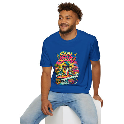 Stay Salty Beach T-Shirt — Retro Surf Cartoon Graphic Tee