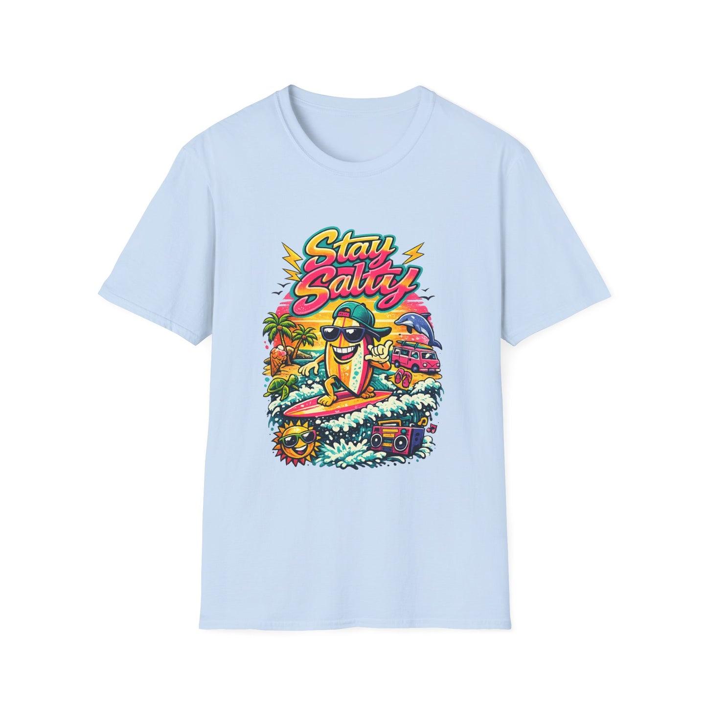 Stay Salty Beach T-Shirt — Retro Surf Cartoon Graphic Tee