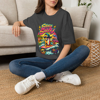 Stay Salty Beach T-Shirt — Retro Surf Cartoon Graphic Tee