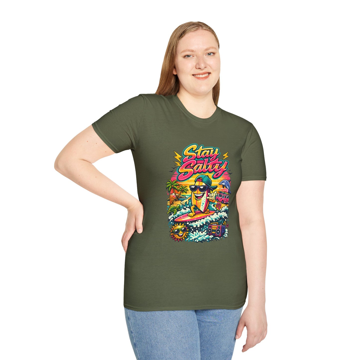 Stay Salty Beach T-Shirt — Retro Surf Cartoon Graphic Tee