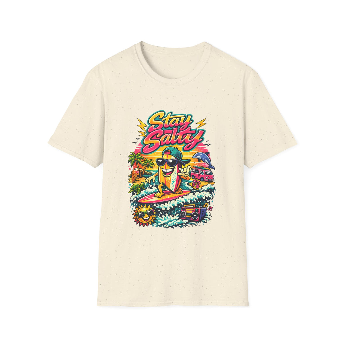 Stay Salty Beach T-Shirt — Retro Surf Cartoon Graphic Tee