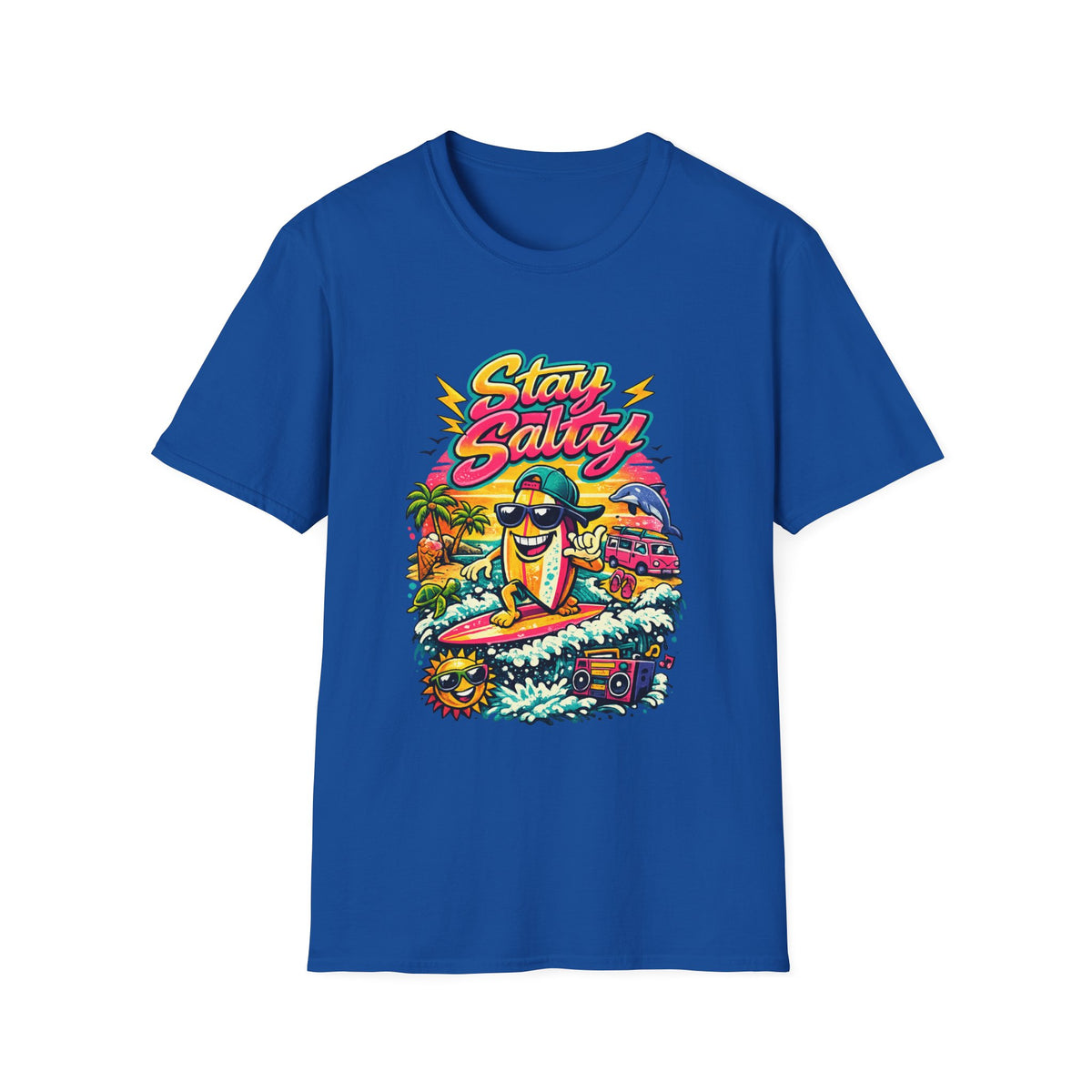 Stay Salty Beach T-Shirt — Retro Surf Cartoon Graphic Tee