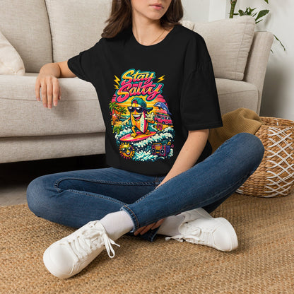 Stay Salty Beach T-Shirt — Retro Surf Cartoon Graphic Tee