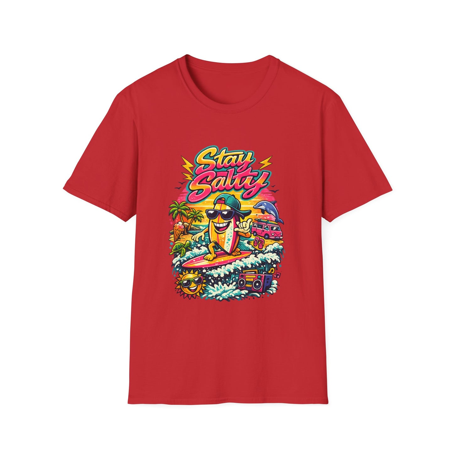 Stay Salty Beach T-Shirt — Retro Surf Cartoon Graphic Tee