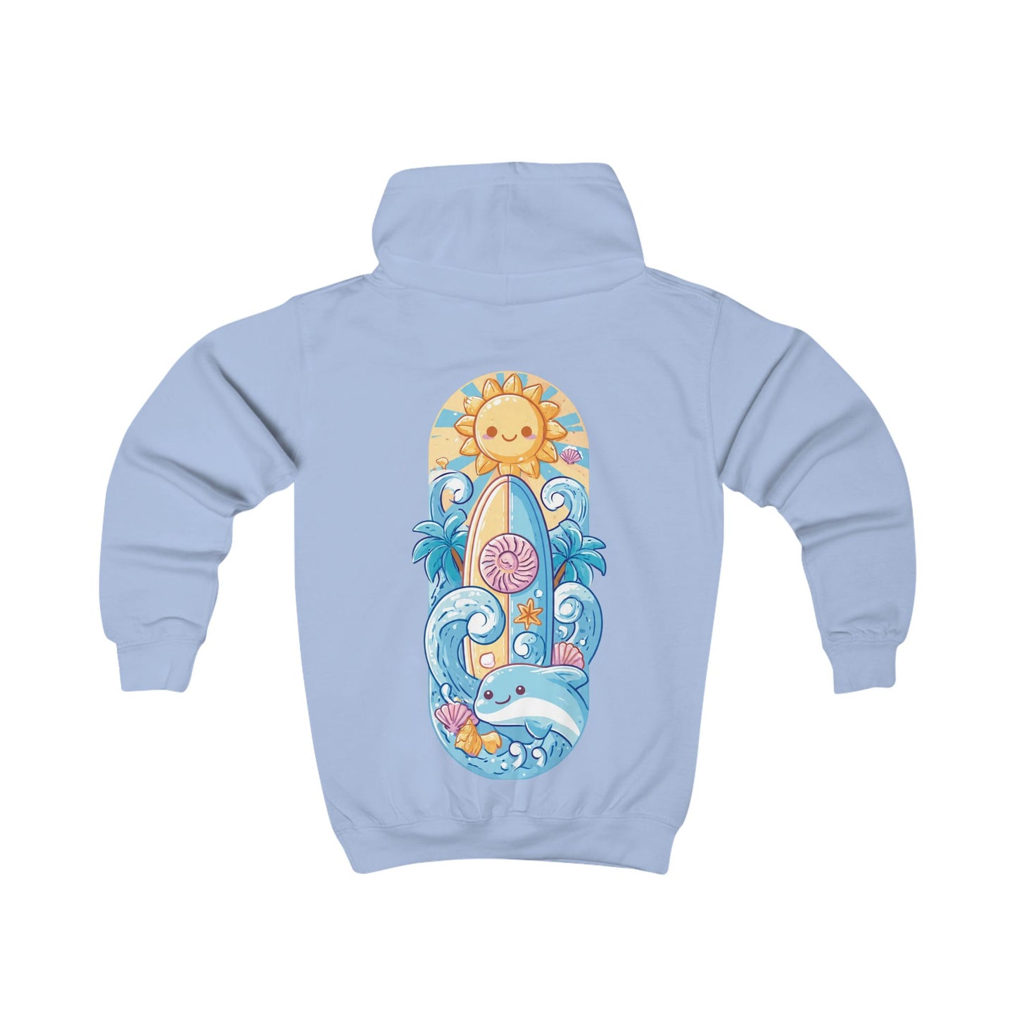 Cute Surfboard & Dolphin - Kids Hoodie