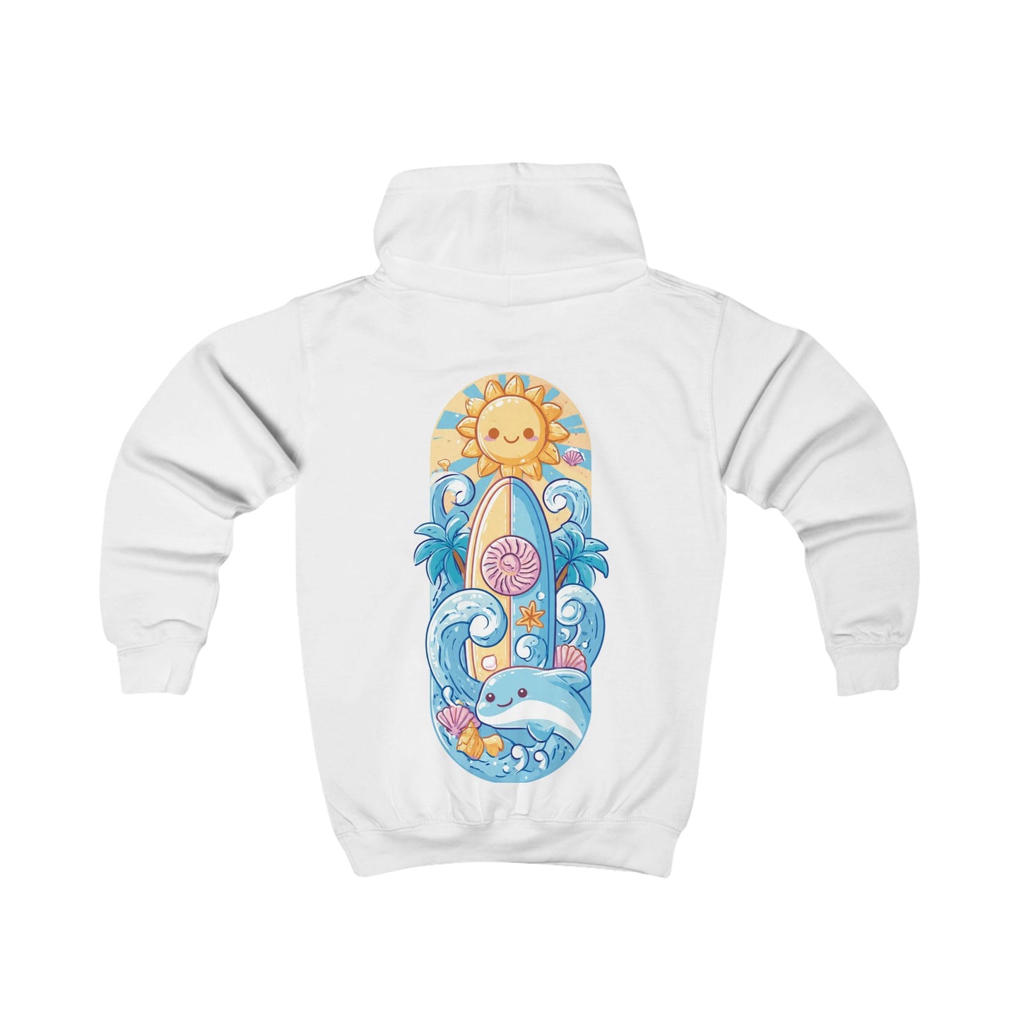 Cute Surfboard & Dolphin - Kids Hoodie