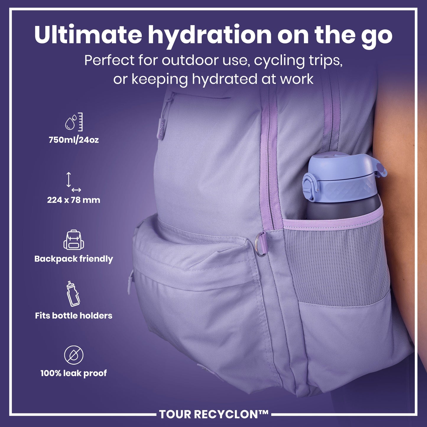 Bottle, Recyclon, Light Purple, 750ml