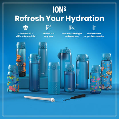 Leak Proof Slim Thermal Steel Water Bottle, Insulated, Blue, 500ml (17oz)