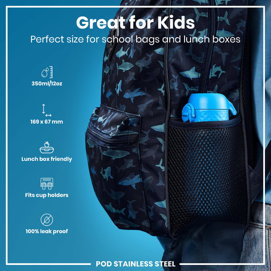Leak Proof Water Bottle, Stainless Steel, Blue, 400ml (13oz)