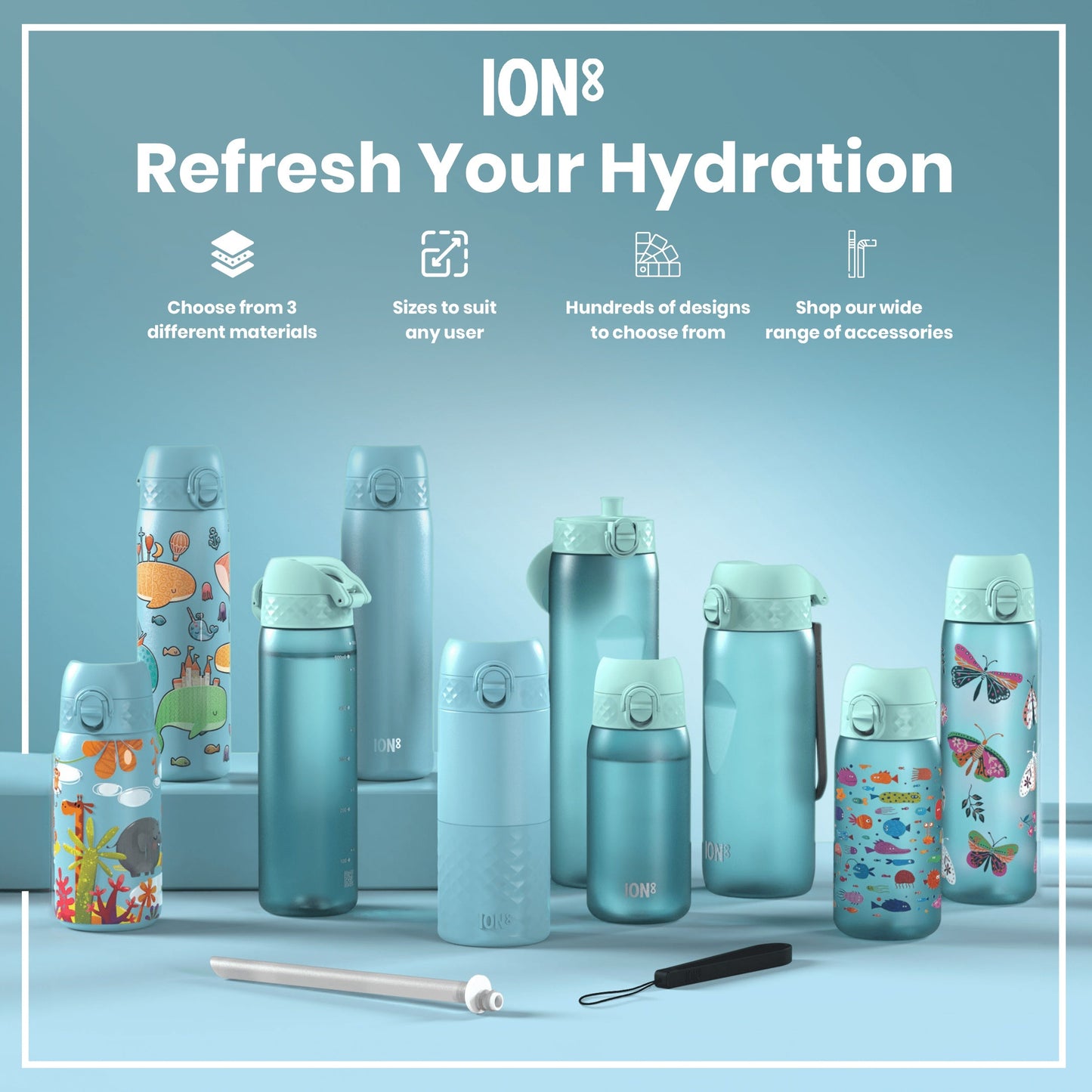 Leak Proof Kids Water Bottle, Recyclon, Fish, 350ml (12oz)