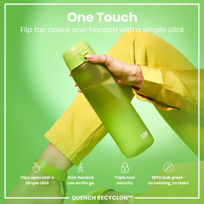 Leak Proof 1 litre Water Bottle, Recyclon, Green, 1L