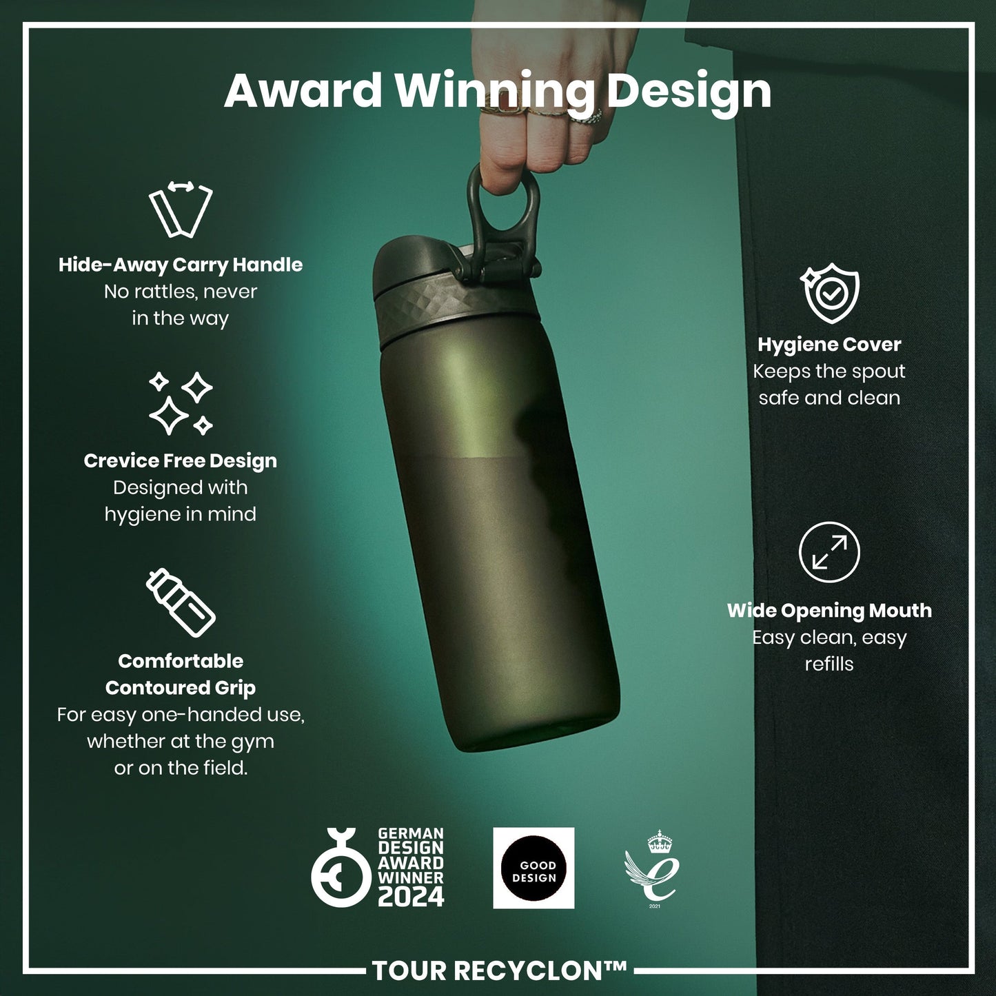 Bottle, Recyclon, Dark Green, 750ml