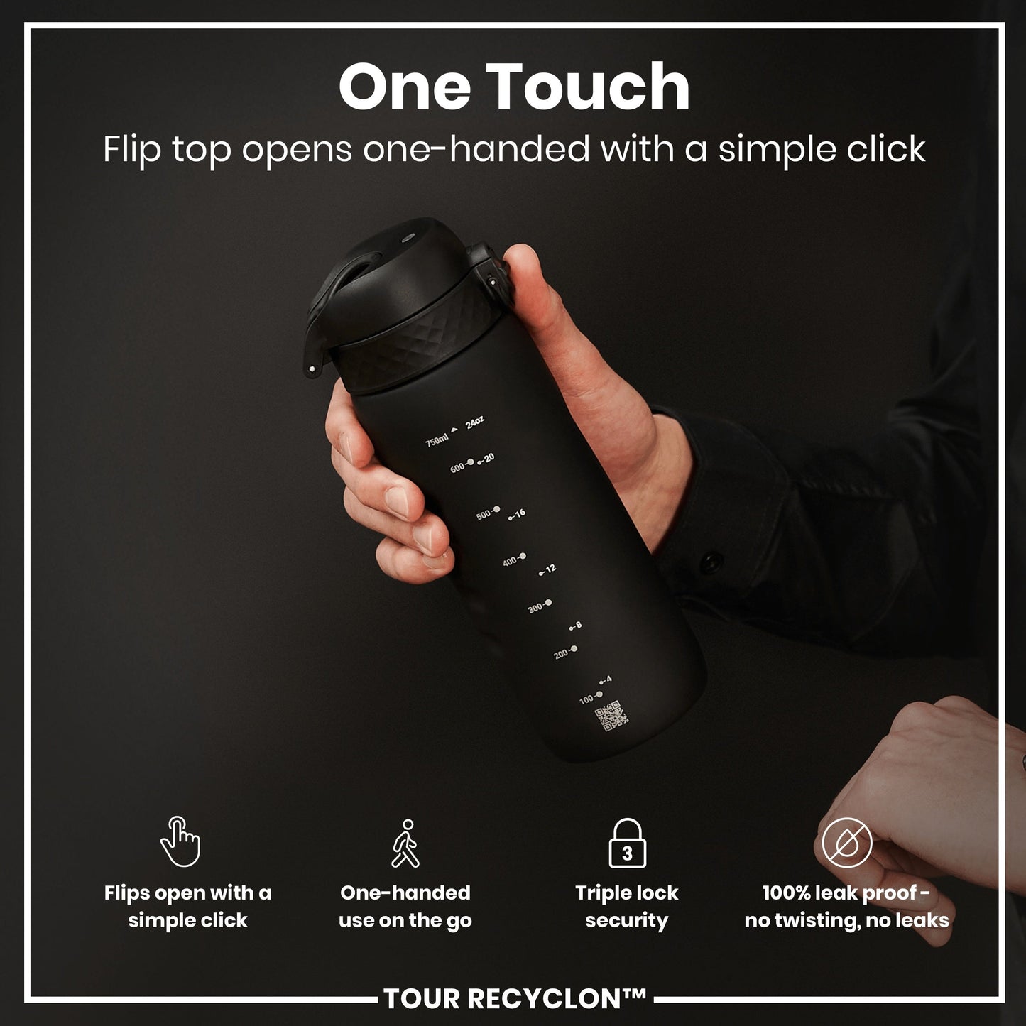Bottle, Recyclon, Black, 750ml