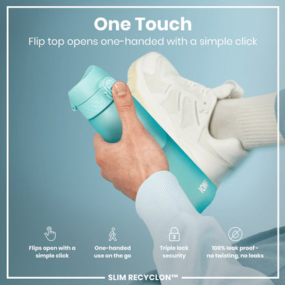 Leak Proof Slim Water Bottle, Recyclon, Sonic Blue, 500ml (18oz)