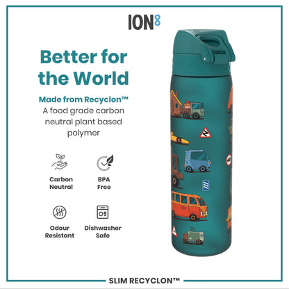 Leak Proof Slim Water Bottle, Recyclon, Automobile, 500ml (18oz)