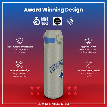 Leak Proof NFL Water Bottle, Stainless Steel, Dallas Cowboys, 600ml (20oz)